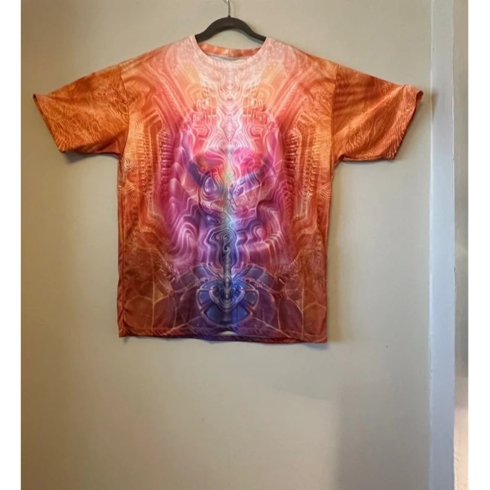 Threyda Art Apparel XXL Orange Pink Psychedelic Spine Graphic Tee